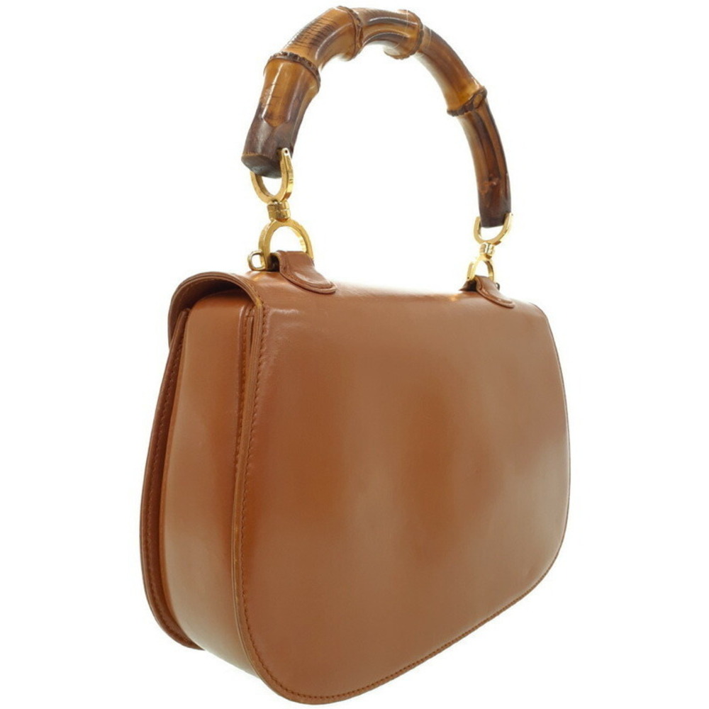 Gucci Handle Shoulder Leather Bamboo Top Handbag Bag - Picture 1 of 9